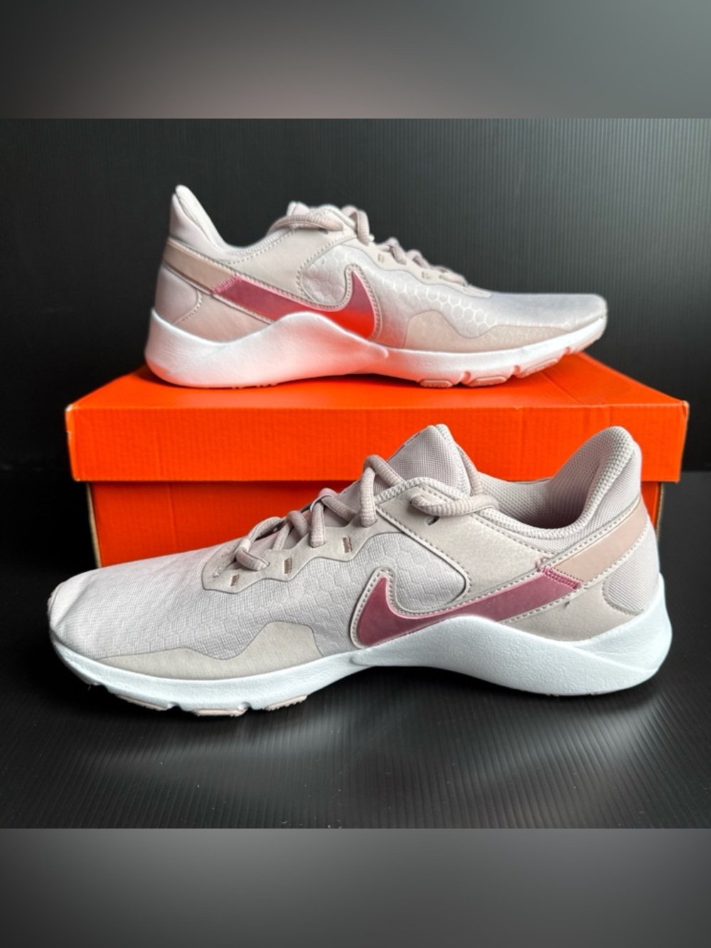 NIB Nike Legend Essential 2 Platinum Violet Desert Berry Sneakers Womens Size 10